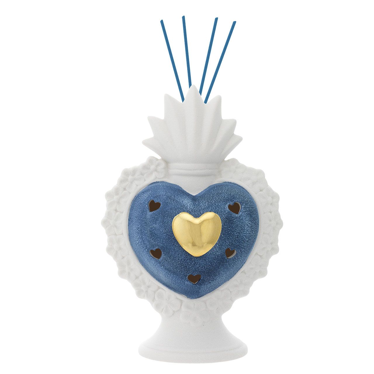 SACRO CUORE DIFFUSORE CON LED BIANCO & BLU H. 23
